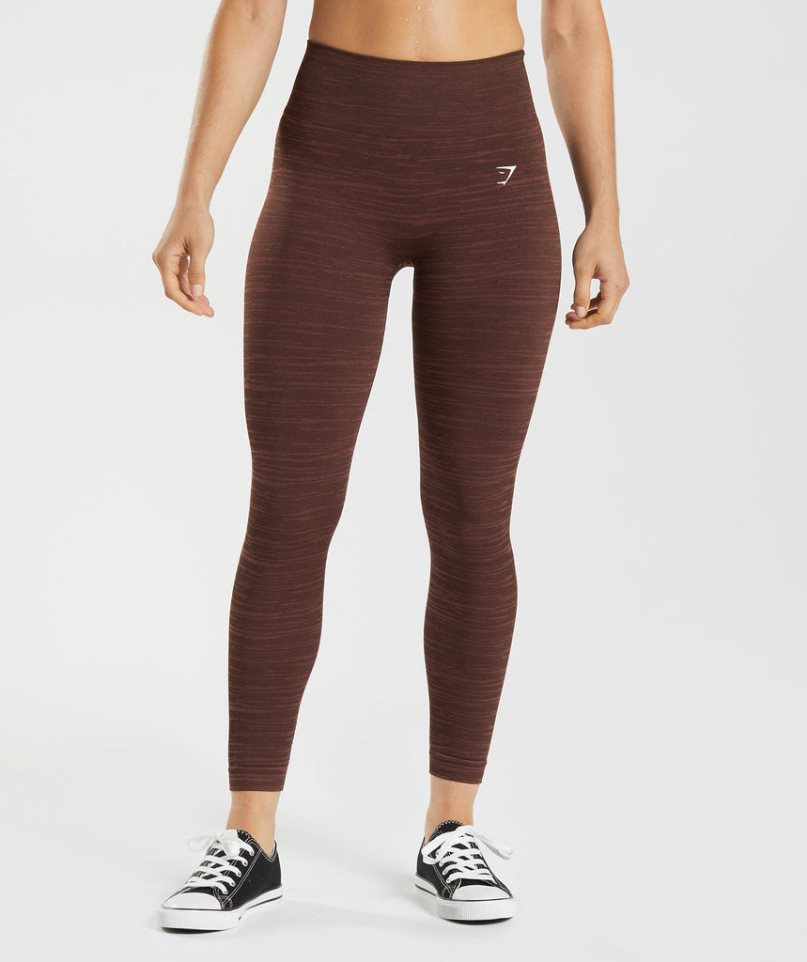 Women\'s Gymshark Adapt Marl Seamless Leggings Dark Brown | NZ 3AQSEL